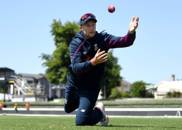 England captain Joe Root during a practice session ahead of the second Test in Hamilton. Picture: Gareth Copley/Getty