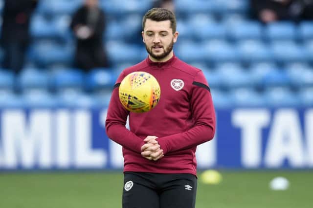 Craig Halkett was on the bench for Hearts at Kilmarnock. Picture: Ross MacDonald / SNS