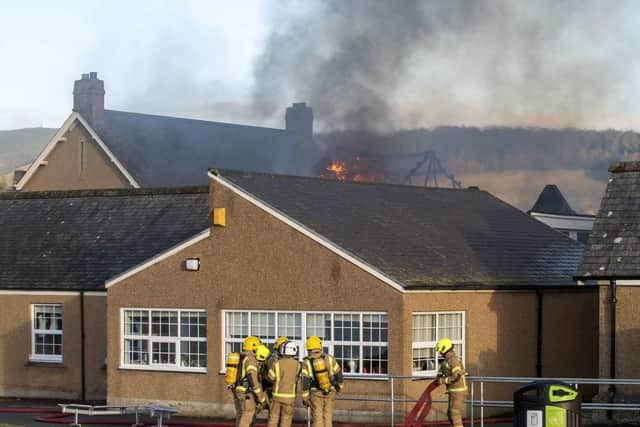 Unconfirmed reports claimeda clay oven in the art department exploded, starting the fire, which quickly spread throughout the building. Picture: Gareth Easton