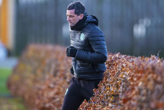 Hibs manager Jack Ross during a training session at East Mains. Picture: Bill Murray/SNS