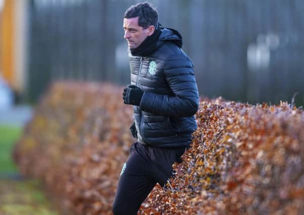 Hibs manager Jack Ross during a training session at East Mains. Picture: Bill Murray/SNS