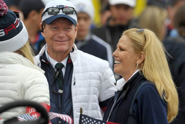 Hilary Watson with her husband Tom at the 2014 Ryder Cup at Gleneagles. Picture: Jane Barlow