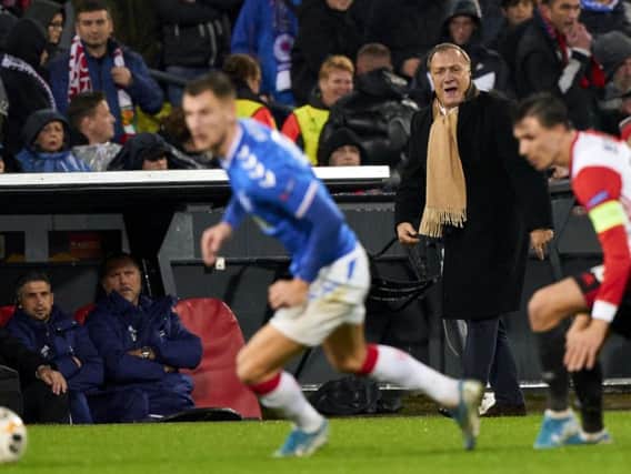 Dick Advocaat looks on as Feyenoord take on his former club Rangers