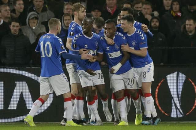 Alfredo Morelos underlined his valued to Rangers with two goals against Feyenoord and will not be sold in January according to Steven Gerrard. Picture: Peter Dejong/AP
