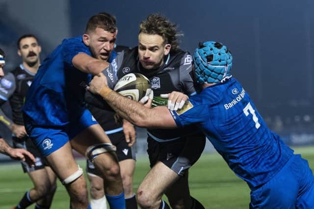 Ruaridh Jackson on the charge. The Glasgow Warriors full-back scored two tries and could have had a third. Picture: Gary Hutchison / SNS