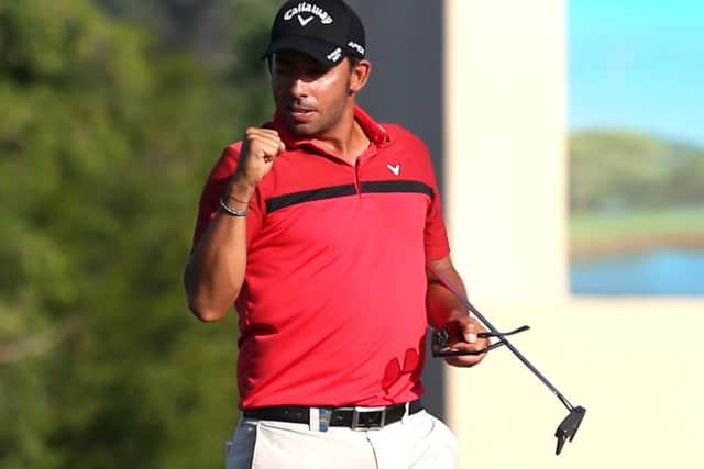 Pablo Larrazabal celebrates his Alfred Dunhill Championship victory on the 18th green at Leopard Creek.
Picture: Jan Kruger/Getty
