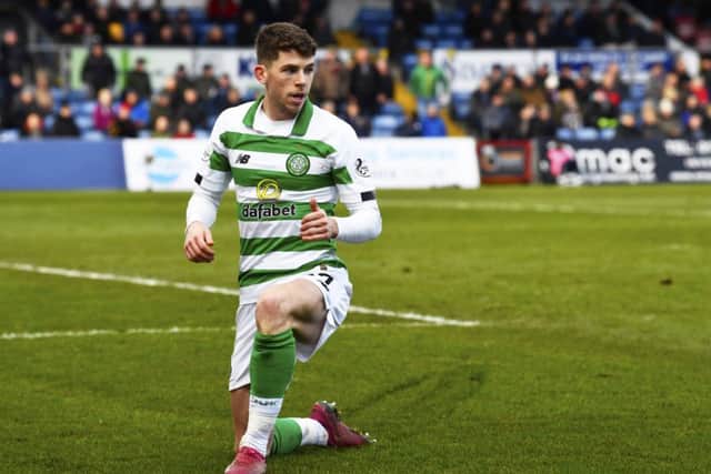 Celtic's Ryan Christie celebrates after scoring to make it 2-1 to the visitors against Ross County. Picture: Rob Casey/SNS
