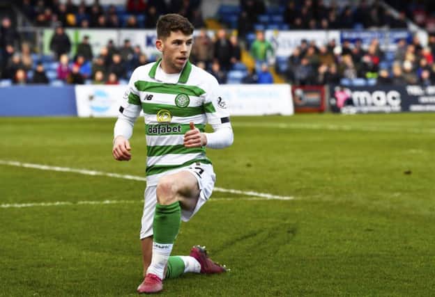 Celtic's Ryan Christie celebrates after scoring to make it 2-1 to the visitors against Ross County. Picture: Rob Casey/SNS