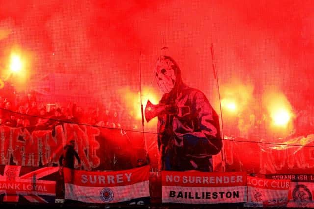 The Rangers section of De Kuip before the Europa League match against Feyenoord in Rotterdam. Picture: Dean Mouhtaropoulos/Getty