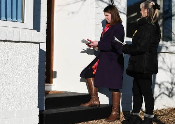 Liberal Democrat leader Jo Swinson out canvassing in Milngavie in her East Dunbartonshire seat last month (Picture: John Devlin)