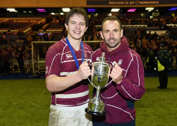 George Watson's coach Ally Donaldson, right, tasted success with captain Kenny Drummond in the 2015 U18 Scottish Schools Cup final. Picture: SNS