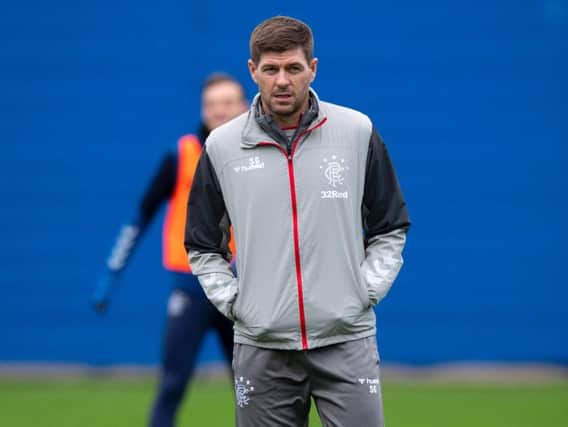 Steven Gerrard takes training ahead of the Aberdeen game. Picture: SNS