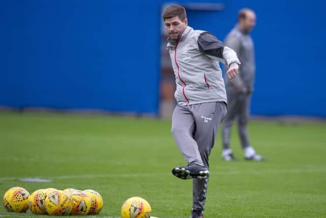Steven Gerrard during training ahead of Rangers' trip to Pittodrie.