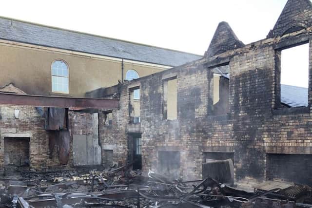 The "serious damage" at the fire-hit Peebles High School.