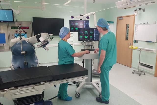 A hospital has become the first in Scotland to start using a robot for routine total and partial knee replacement surgery on the NHS. Picture: NHS