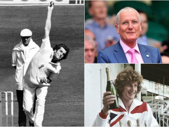 Clockwise from left: Bob Willis in action in June 1983, pictured in 2012 and celebrating his leading wicket haul from the 1977 Ashes at The Oval.