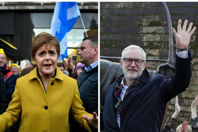 Nicola Sturgeon and Jeremy Corbyn on the campaign trail. Picture: PA