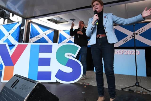 Nicola Sturgeon addresses a pro-independence rally in Glasgow's George Square last month. Picture: John Devlin