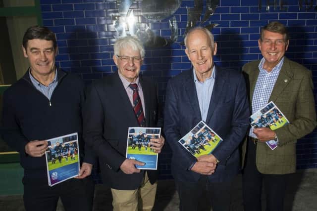 Euan Kennedy, Finlay Calder, Sir Bill Gammell and Norman Murray present the governance report at Murrayfield yesterday. Picture: Paul Devlin/SNS/SRU