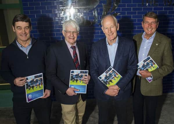 Euan Kennedy, Finlay Calder, Sir Bill Gammell and Norman Murray present the governance report at Murrayfield yesterday. Picture: Paul Devlin/SNS/SRU