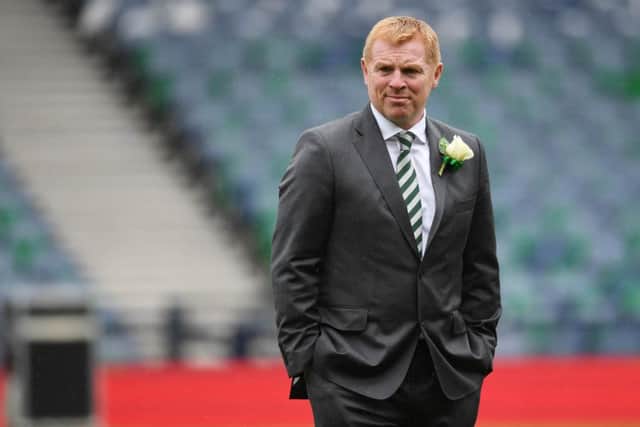 Celtic manager Neil Lennon looking tense ahead of the Scottish Cup final against Hearts in May. Picture: SNS