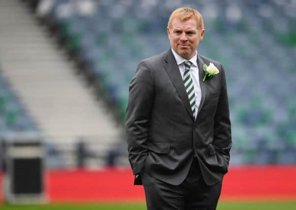 Celtic manager Neil Lennon looking tense ahead of the Scottish Cup final against Hearts in May. Picture: SNS