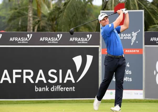 Calum Hill on his way to a third-round 68 in the AfrAsia Bank Mauritius Open. Picture: Getty Images