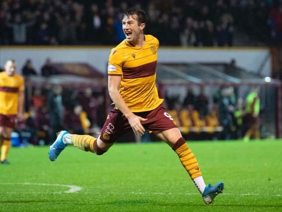 Chris Long celebrates his goal for Motherwell