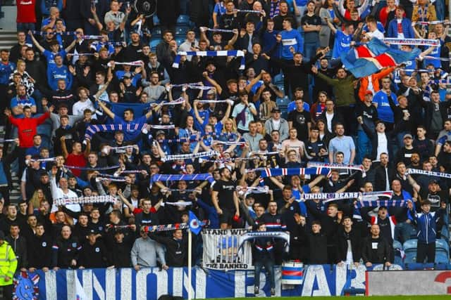 The Union Bears fans' group at Ibrox