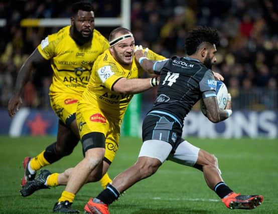 Niko Matawalu takes on the La Rochelle defence as Glasgow fought back to beat the French side. Picture: Xavier Leoty/AFP via Getty Images