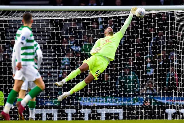 Fraser Forster denies Ryan Jack (not in picture) with a fine one-handed save
