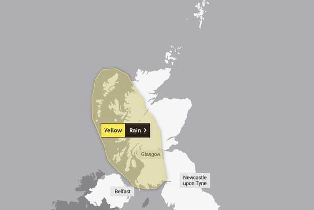 Up to 60mm is expected to fall over parts of western Scotland.