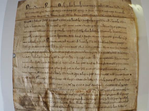 The Stocket Charter, which was signed by King Robert the Bruce 700 years ago on December 10 1319 and which granted powers to the city of Aberdeen to raise money from market tolls, fishing and other businesses. PIC: Aberdeen City Council.
