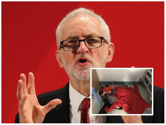 A photograph of Jack Williment-Barr, who was waiting for treatment for suspected pneumonia at Leeds General Infirmary, was widely circulated on social media.