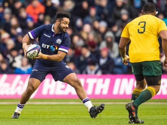 Darryl Marfo in action for Scotland during the 53-24 win over Australia in 2017. Picture: SNS