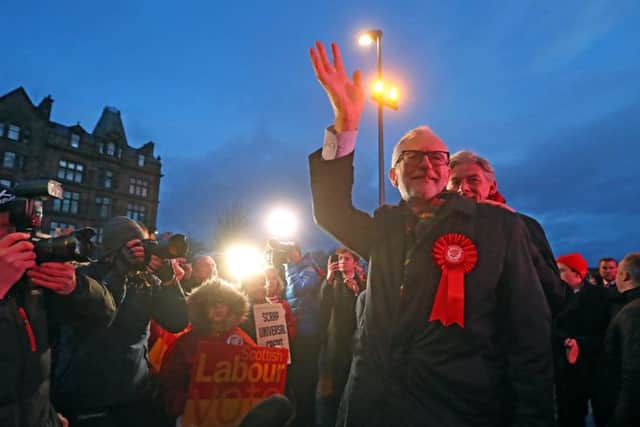 Jeremy Corbyn delivers a stump speech at Govan Cross on Wednesday as the Labour leader begins a six-stop tour of the UK