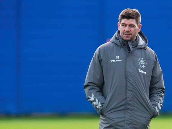 Steven Gerrard takes training at the Hummel Training Centre