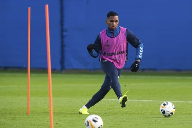 Alfredo Morelos during training ahead of Rangers' Europa League tie against Young Boys