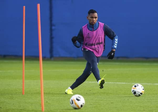 Alfredo Morelos during training ahead of Rangers' Europa League tie against Young Boys