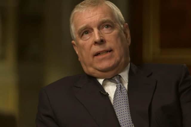 Prince Andrew responds to a question during his interview for Newsnight