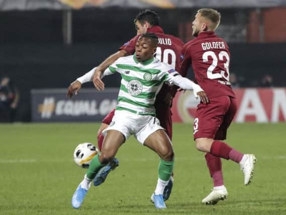 Karamoko Dembele in action for Celtic against CFR Cluj