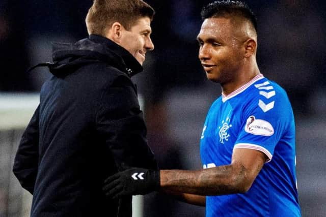 Steven Gerrard (left) hailed Alfredo Morelos after he fired Rangers to the Europa League last 32