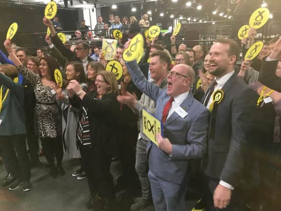 Kirsty Blackman's win for SNP in Aberdeen North gets a rapturous response from the party faithful.