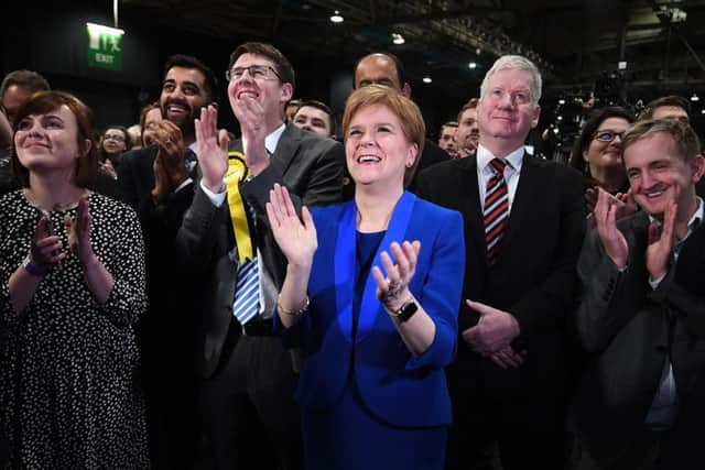 The SNP celebrating its victory in Glasgow. Picture: John Devlin