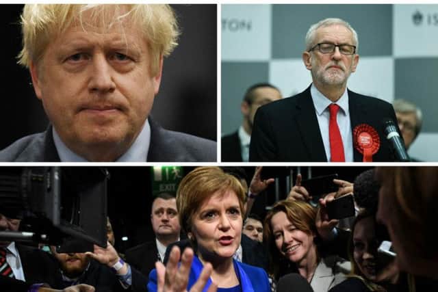 Boris Johnson, Jeremy Corbyn and Nicola Sturgeon. Pictures: Getty
