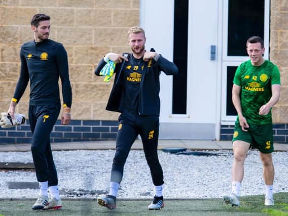 Craig Gordon, pictured during training at Lennoxtown, could depart Celtic in January