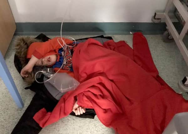 Jack Williment was forced to lie on a hospital floor because of a lack of beds. (Picture: Sarah Williment)