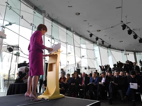 Nicola Sturgeon addresses the media after the SNP gain an additional 12 seats in the general election. Picture: JPIMedia