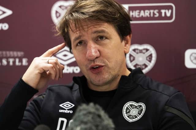 New Hearts boss Daniel Stendel chats with the media ahead of his first match in charge - Saturday's Premiership clash with St Johnstone. Picture: Craig Foy/SNS