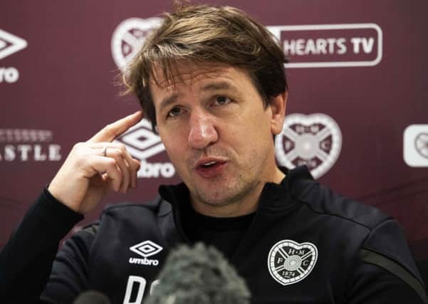 New Hearts boss Daniel Stendel chats with the media ahead of his first match in charge - Saturday's Premiership clash with St Johnstone. Picture: Craig Foy/SNS